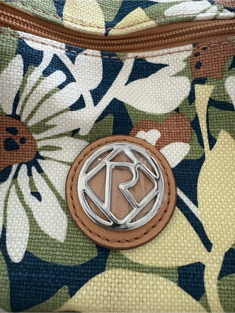 Floral Canvas Satchel with Tan Trim by Relic by Fossil